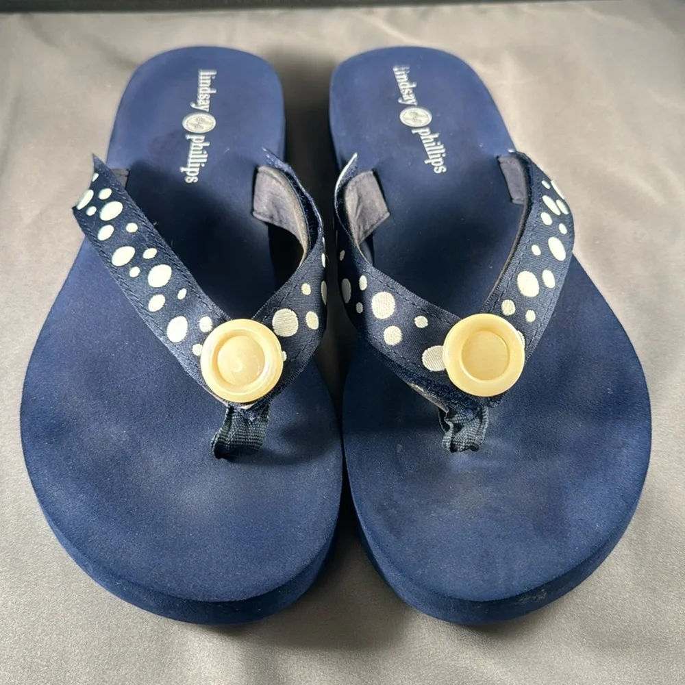 LINDSAY PHILLIPS THONG FLIP FLOP IN NAVY - Picture 2 of 6